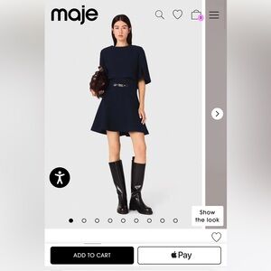 Maje Blue 2-in-1 tweed-effect dress